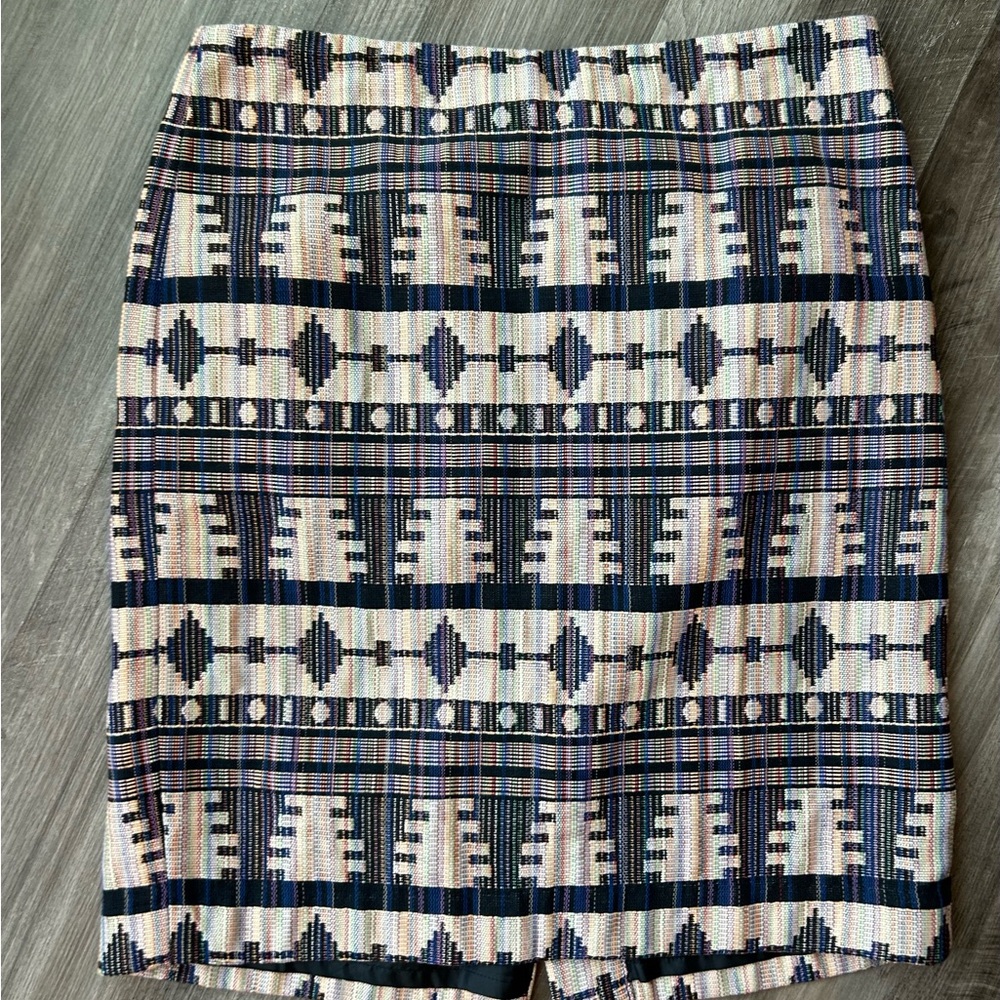 Ann Taylor Blue and White Pencil Skirt Knee-Length Resort Wear